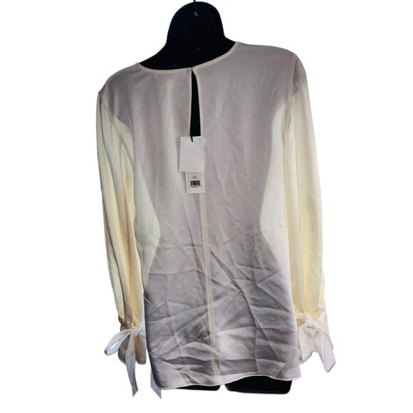 Elizabeth & James Womens Adelina Ivory Long Sleeve Silk V-neck Blouse, Size XS - Picture 4 of 6